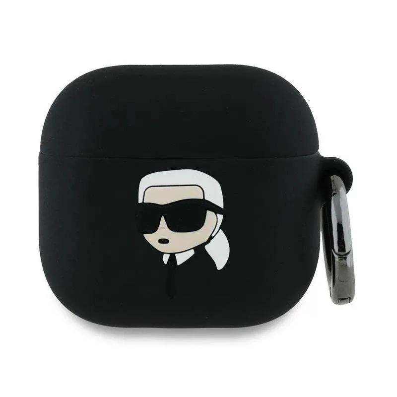 Karl Lagerfeld KLA4RUNIKK AirPods 4 deksel svart silikon Karl Head 3D