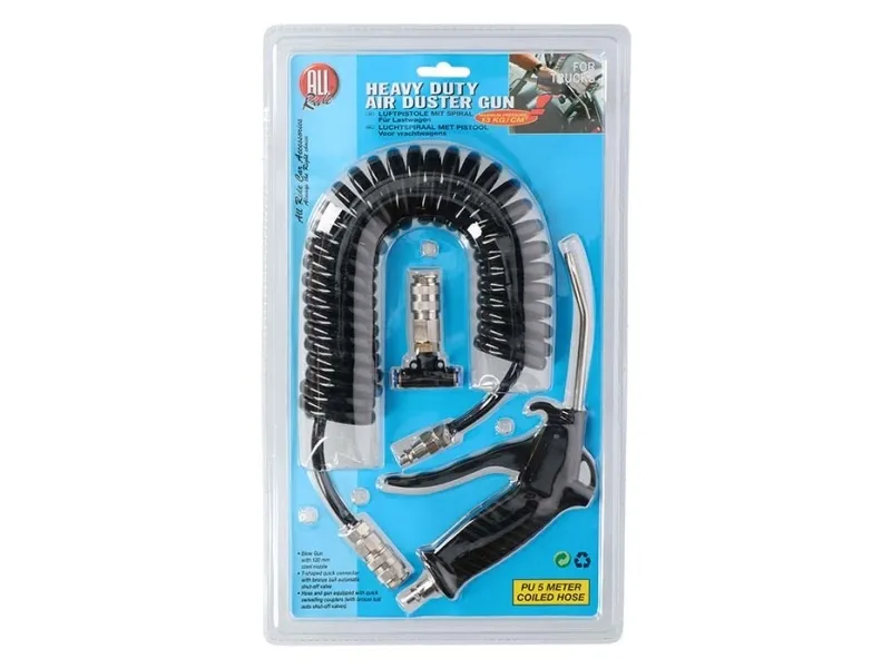Allride Luftpistolsæt, spiralslange, heavy duty, sort,