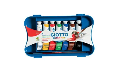Giotto 303100, Svart, Blå, Brun, Grønn, Rød, Hvit, Gult, Limfarge, Væske, 12 ml, 7 stykker