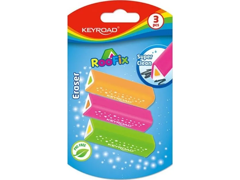 Keyroad Keyroad Roofix Universal Eraser, 3 stk., Blister, Bland Farger