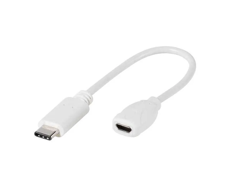Vivanco 0.1m, 0,1 m, USB C, Micro-USB B, USB 2.0, Hankjønn/hunkjønn, Hvit