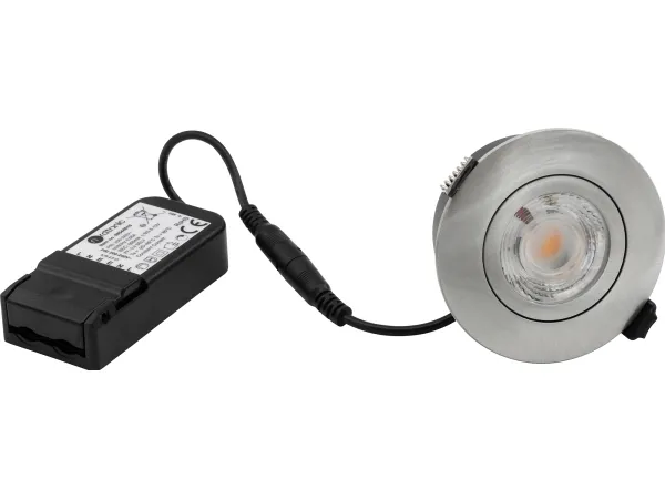 NORDTRONIC Low Profile Flexible G2 6W 2700K børstet ALU rund utendørs med driver