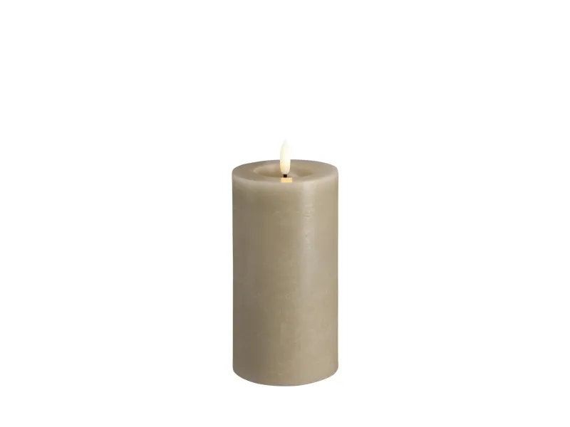 Moods & More LED rustikk blokklys i kit grey med smelte­effekt – Ø 7,4 cm x H 15 cm
