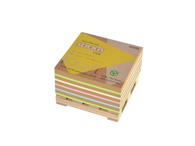 Noteskub 76x76 400 Blad Pall Assorterat Pastel 100 % Genbrugt