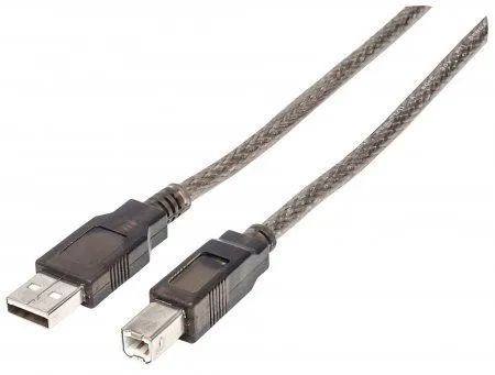 Manhattan 152389, 15 m, USB A, USB B, USB 2.0, Hankjønn/hankjønn, Sort