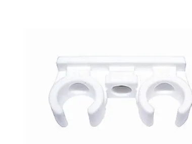 WALRAVEN Tryk rørbøjle dobbel 14-15 mm, hvid plast, M6 messing gevind
