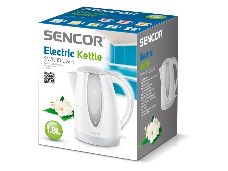Sencor SWK 1810WH, 1,8 l, 2000 W, Hvit, Plast, Vannivåindikator, Overopphetingsbeskyttelse