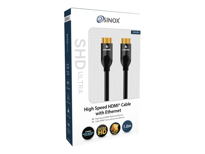 Sinox ULTRAHD - High Speed - HDMI-kabel med Ethernet - HDMI hann til HDMI hann - 1 m - svart - 4K-støtte