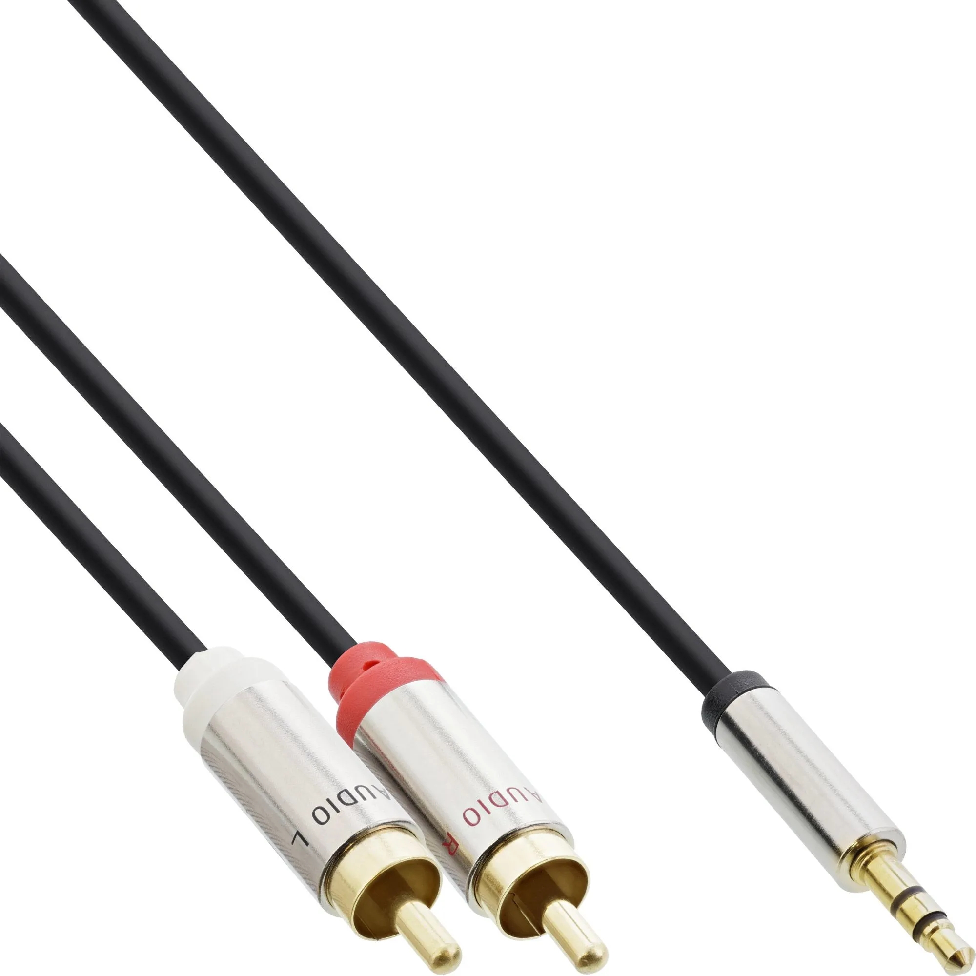 InLine 99244, 3.5mm, Hankjønn, 2 x RCA, Hankjønn, 0,5 m, Svart