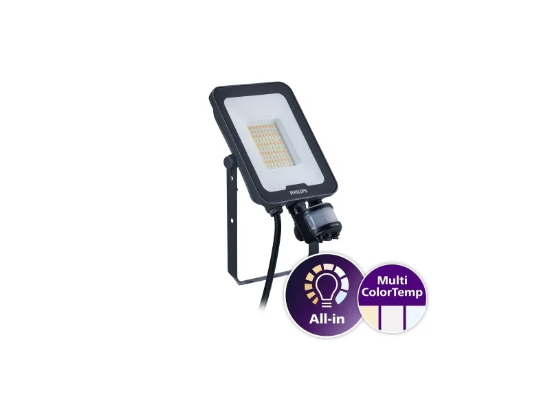 Philips Ledinaire Projektør Lille med sensor All-in BVP167 3600lm/830-840-865 30W IP65 Symmetrisk