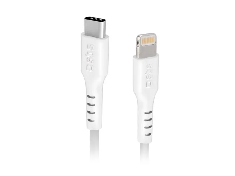 SBS TECABLELIGTC2W, 2 m, Lightning, USB C, Hankjønn, Hankjønn, Hvit