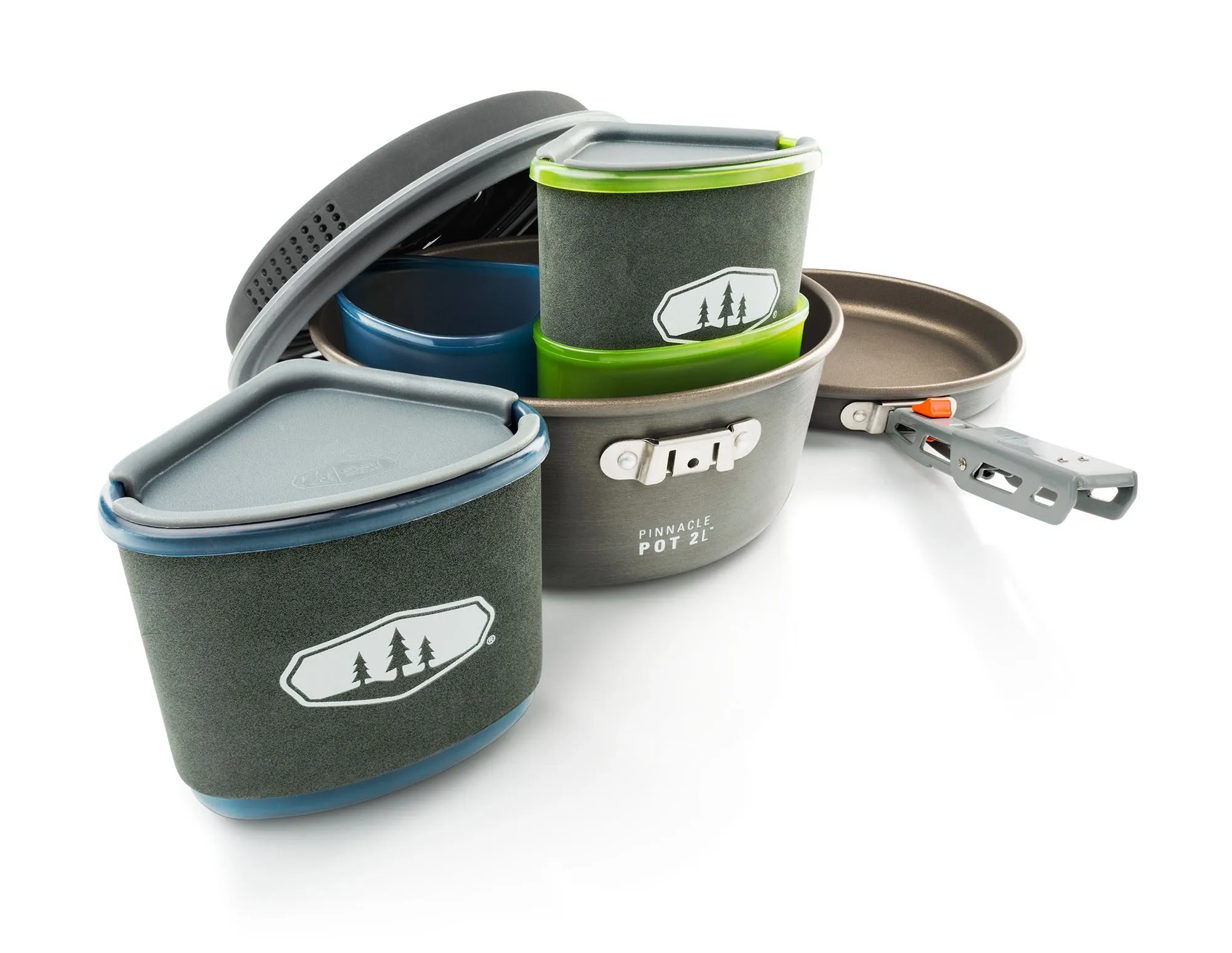GSI Outdoors 50180, Sett, Aluminium, Nylon, Polypropylen (PP), Silikon, 2 l, Sort, Blå, Grønn, Grå, Grå, Rustfritt stål