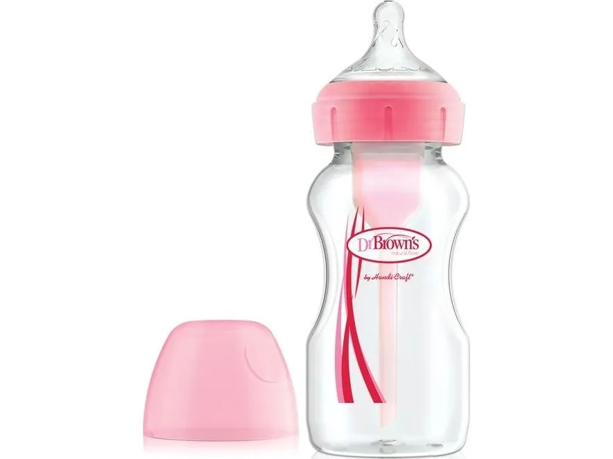 Dr Browns Baby tåteflaske bred hals Alternativer + rosa 0m+ 270ml (WB91601)