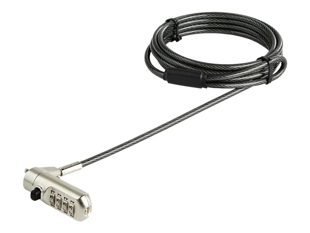 Startech 6.5' (2m) Laptop Cable Lock, Nano Slot Compatible 4 Digit Combination Security Cable Lock, Serialized Anti-Theft Vinyl Coated Steel Cable Lock for Nano Slot Computer/Device - Nano Slot Laptop Lock (LTLOCKNANO) - Compatible with Kensington - sikkerhetskabellås - 2 m - TAA-samsvar