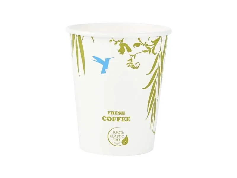 Kaffebeger 8 oz / 25 cl plastfri miljøkopp single wall - 1000 stk (20 pk) - uten plast og komposterbar