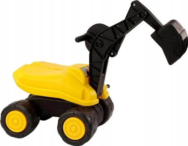 LeanToys stor gravemaskin gul skuffe 360° roterbar hjul gravemaskin