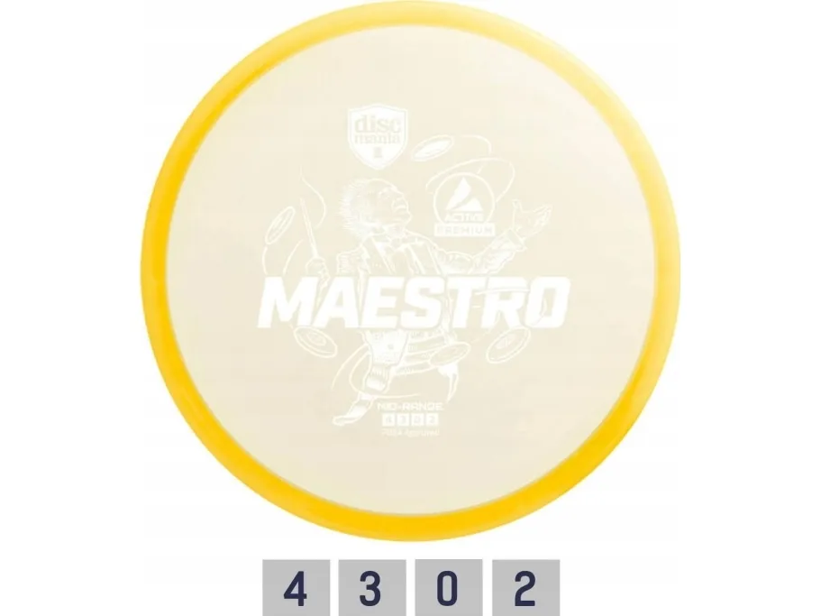 Discmania Diskgolfo disker Midrange Driver MAESTRO Active Premium Geltona