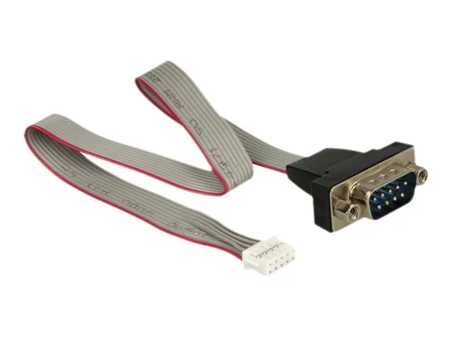 Delock Cable serial pin header female > 1 x DB9 male 2 mm pitch layout: twisted - Seriell kabel - DB-9 (hann) til 9-pins serieheader (hunn) - 30 cm - grå
