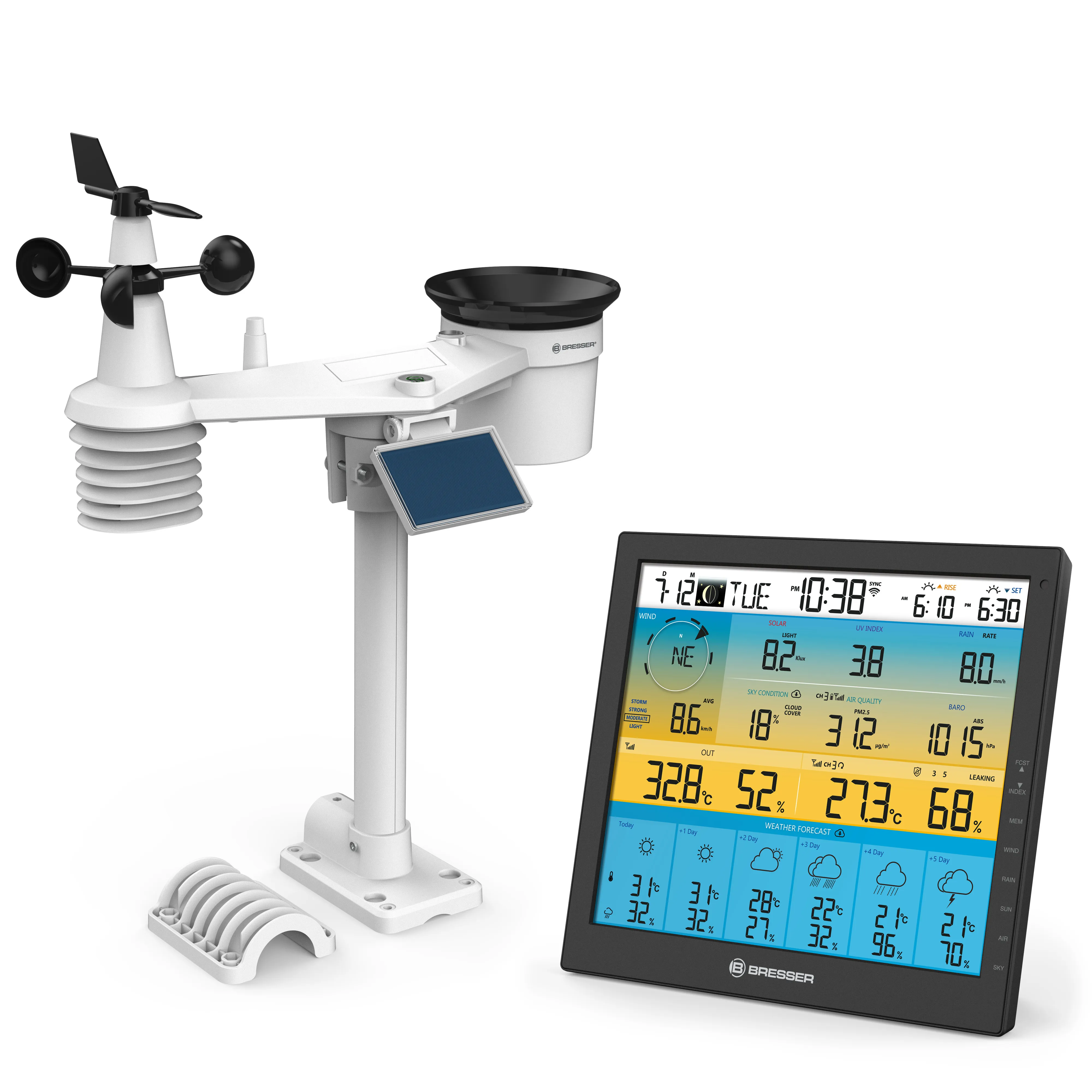 Bresser Optics 7003220, Sort, Høydemåler, Anemometer (vindhastighet), Inne Barometer, Inne hygrometer, Inne Termometer,..., Barometer, Hygrometer, Termometer, UV, Barometer, Hygrometer, Termometer, Plast, F, °C