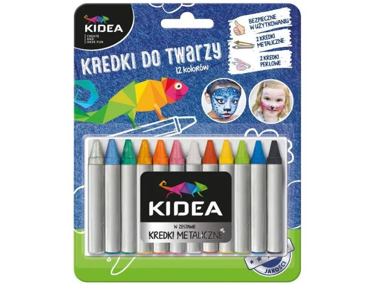Ansiktskritt Face crayons 12 stk x 2,5 g Kidea DERFORM