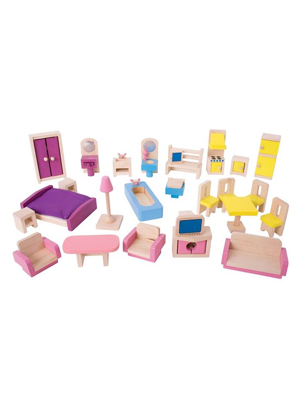 Bigjigs Wooden Dollhouse Furniture 27dlg.