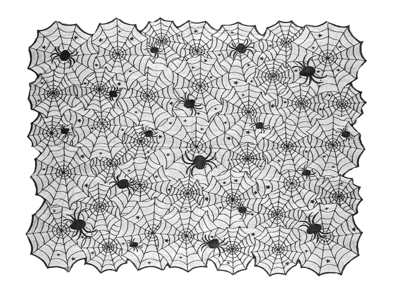 PartyDeco Spider Web, Rektangulær, Grå, Svart, Polyester, Bordduk, Halloween, 135 x 180 cm