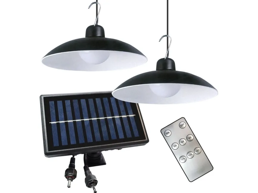 Solcelledrevet hengelampe Eko-Light Milagro Saturn EKO*9151 2x12W LED 150 lm 4000K IP45 dobbel svart
