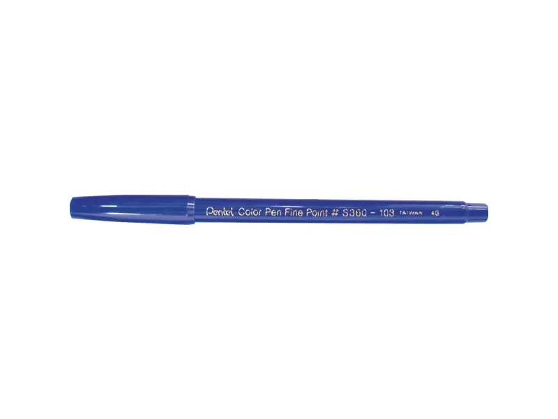 Fiberpen Pentel S360 fine 0,8 mm blå - (æske á 12 stk.)
