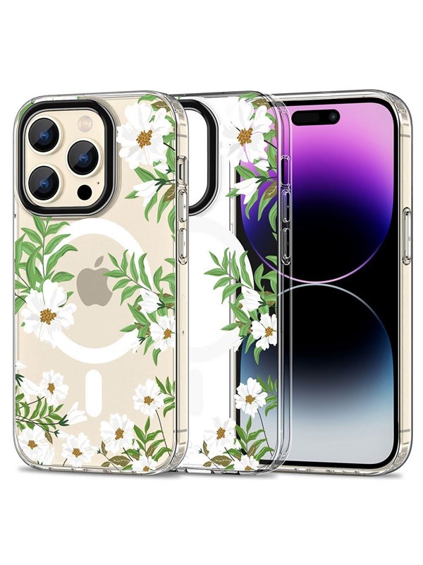 Tech-Protect MagMood MagSafe Case for iPhone 15 Pro Max - Daisies with Leaves