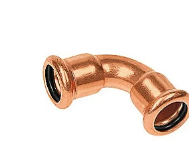 bøjning 15 mm 90° M-M - muffe-muffe Cu press. M og V bakker
