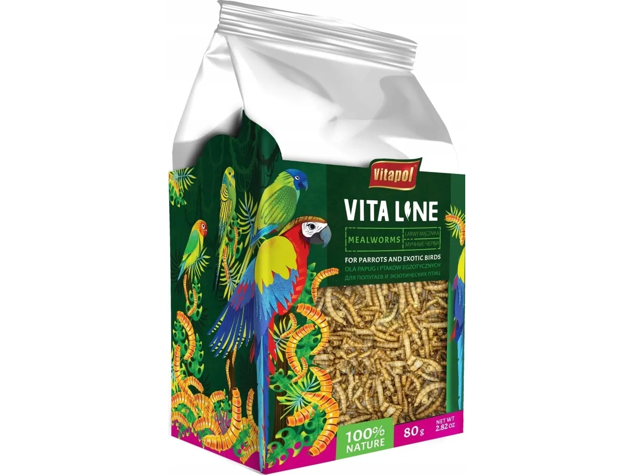 Vitapol Vitaline larver for fugler og papegøyer 80 g, 4 stk/eske