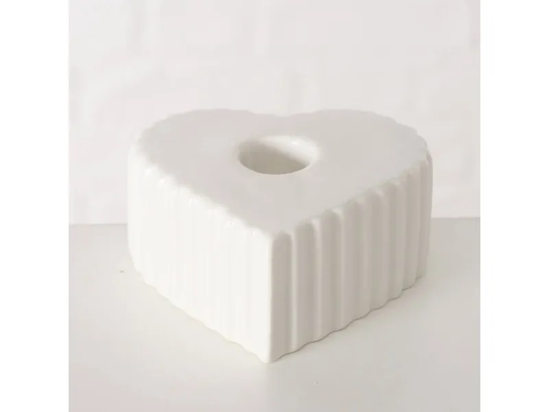 Boltze keramisk lysestake for et langt hjerteformet lys ANIMA, 4 x 9 cm