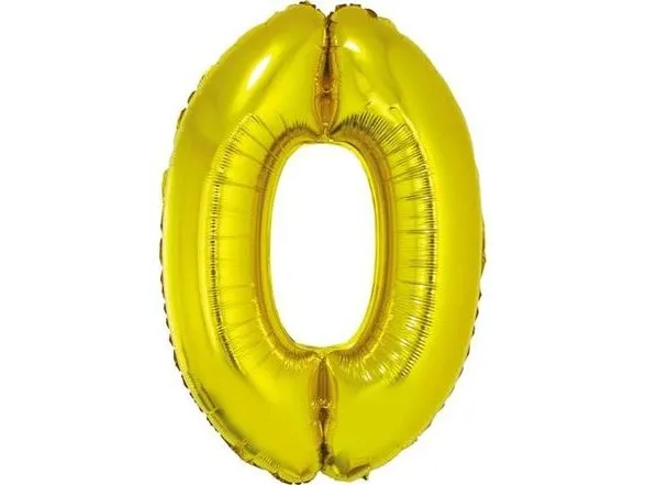 GoDan Folieballong nummer 0, gull, 85 cm