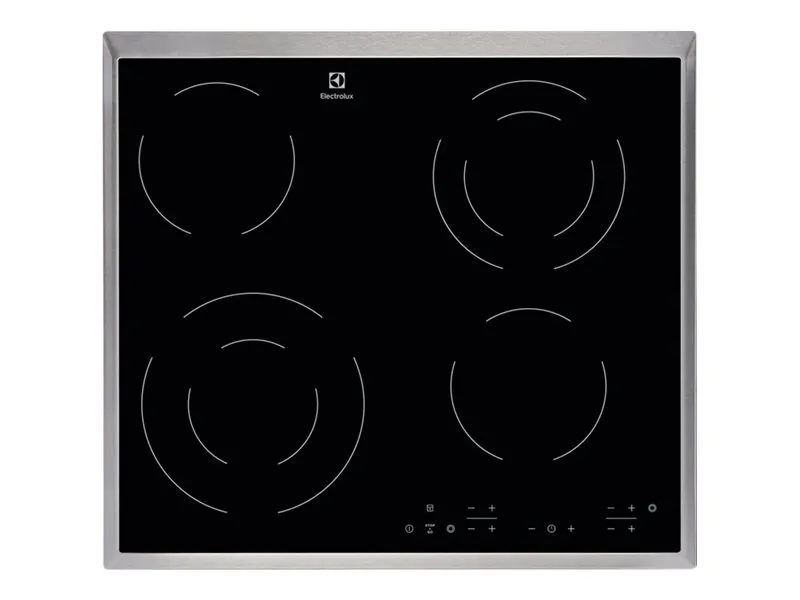 Electrolux EHF6342XOK - Keramisk komfyrtopp - 4 plater - Nisje - bredde: 56 cm - dybde: 49 cm - med pynt av rustfritt stål - svart
