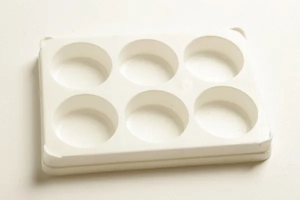 Palett for klossfarger, plast 6 rom