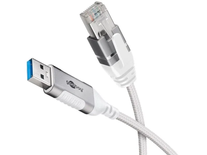 Goobay 74381, USB 3.0 type A, RJ45, 5 m, Hvit