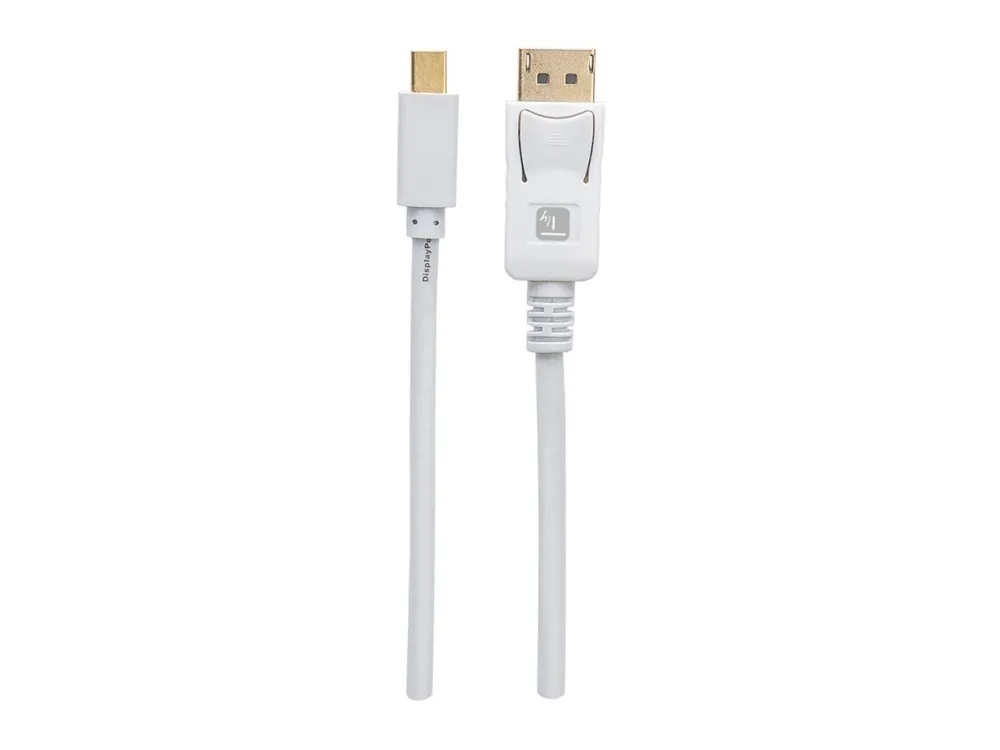 TECHly - DisplayPort-kabel - Mini DisplayPort (hann) til DisplayPort (hann) - 2 m - 4 Kx2K60 Hz-støtte - hvit