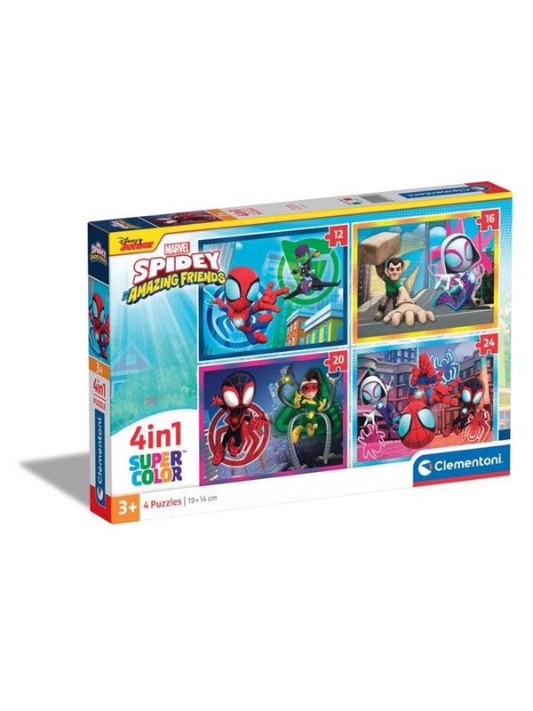 Clementoni Jigsaw Puzzle 4in1 Spidey and His Amazing Friends Gulv