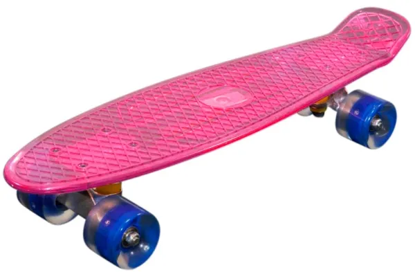 MCU Sport rosa transparent LED skateboard m/LED-lys + ABEC7