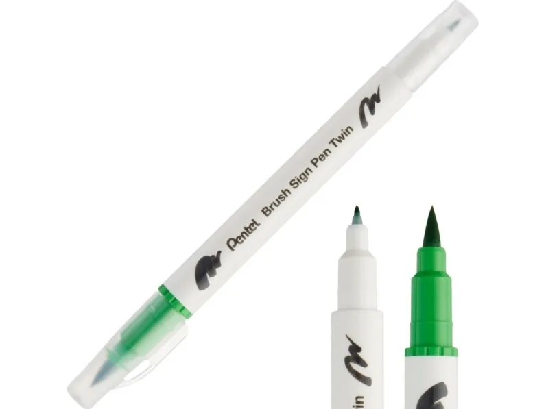 Pentel Brush penn dobbeltsidig lys grønn SESW30C-T111