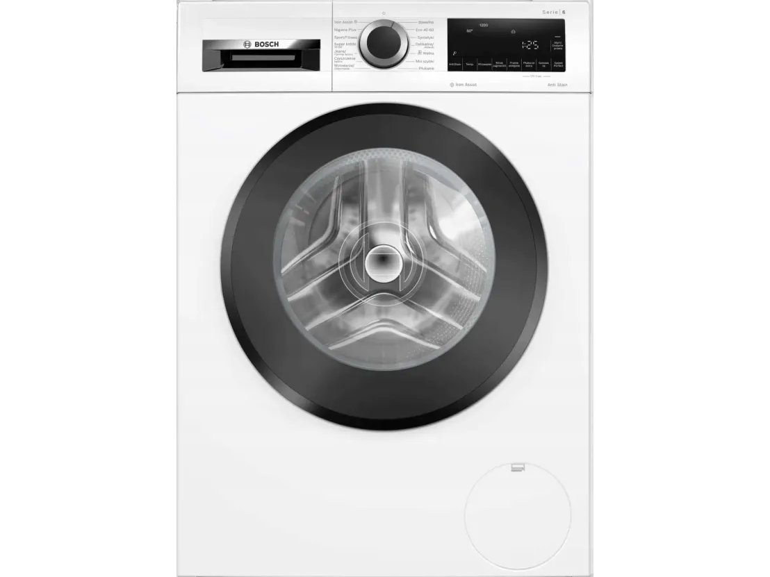 Bosch Serie 6 vaskemaskin WGG242ZKPL — 9 kg, 1200 o/min, EcoSilence Drive, ActiveWater Plus, SpeedPerfect & Steam Iron Assist (hvit/svart dør)