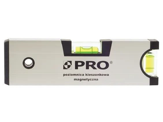 PRO vaterpas anodisert med magnet - lommemodell 17 cm (100-A6-017)