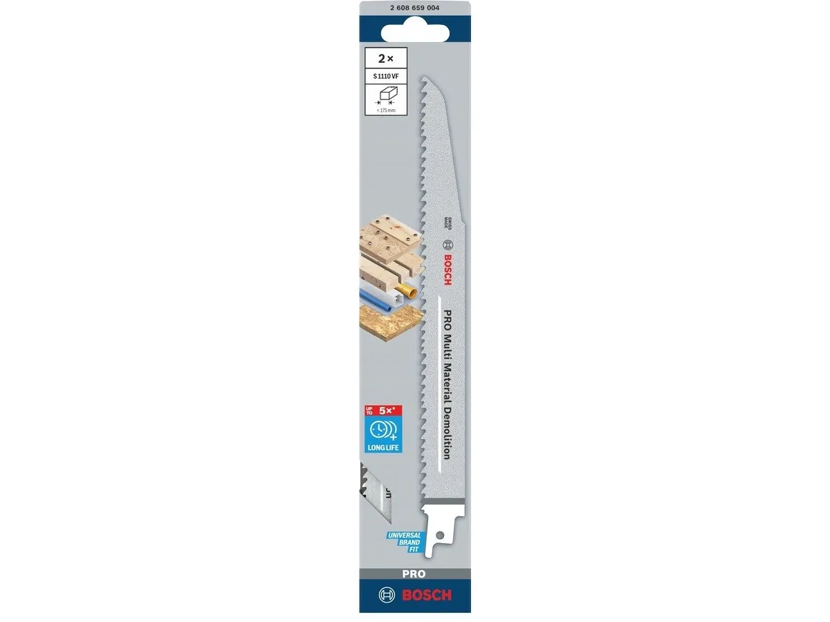 Bosch sagblad til stikksag/sabelsag PRO MULTI MATERIAL DEMOLITION S1110VF 1,6 x 22 x 225 mm, 2 stk.