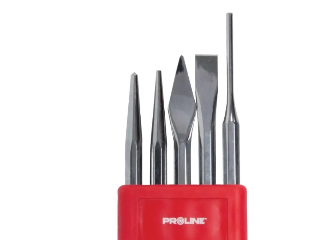 CRV meisel-/stempelmeiselsats og sentreringsmeisel, 5 deler, Proline