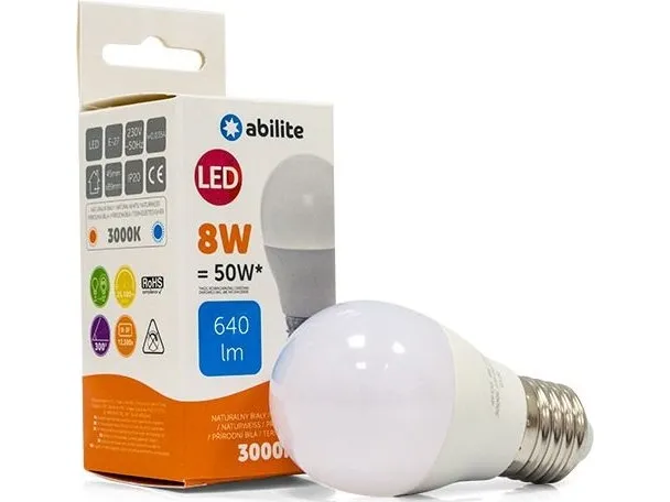 Abilite LED-pære ABILITE KULKA melkehvit 8W/230V 640LM G45