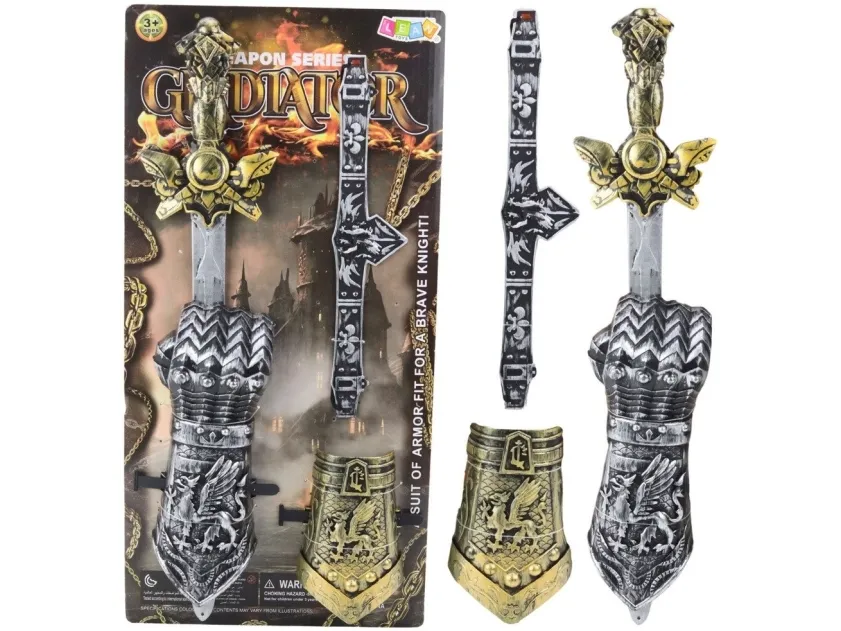 LeanToys ridder-sett Gladiator sverd, beskyttelser og belte