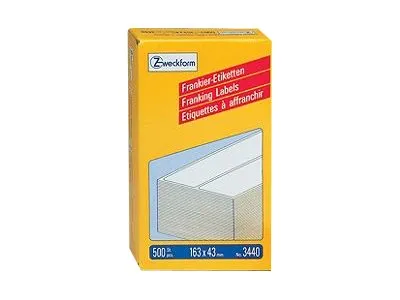 Avery Zweckform - Permanent selvklebende - hvit - 163 x 43 mm 500 etikett(er) (250 ark x 2 frankeringsetiketter)