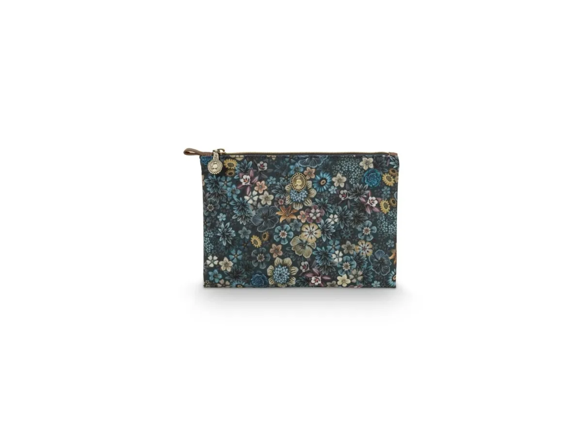 PIP Studio Charly Cosmetic Flat Pouch Medium Tutti i Fiori Blue 24x15.5x1cm