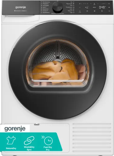 Gorenje G600 DG68C, Frittstående, Frontmatet, Varme pumpe, Hvit, Rotasjon, Riktig/Høyre