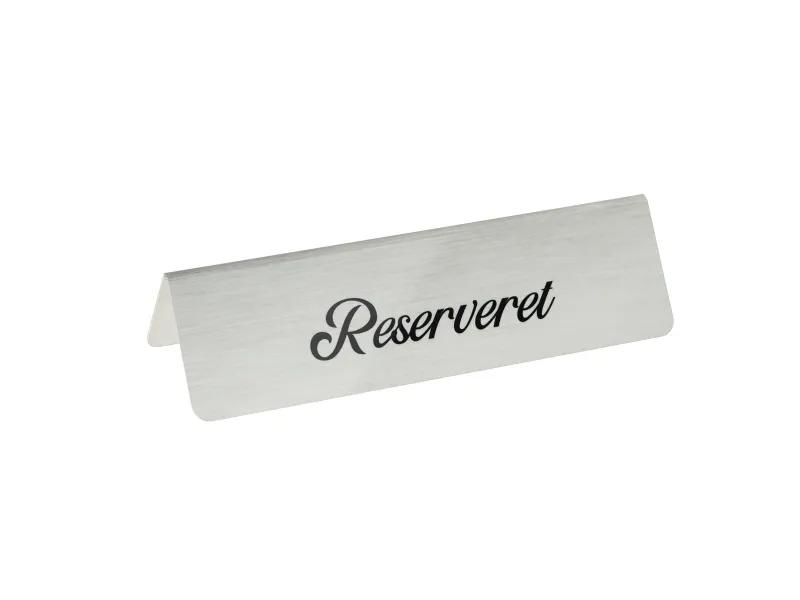 RESERVERET bordskilt (DK) 5 stk. aluminium